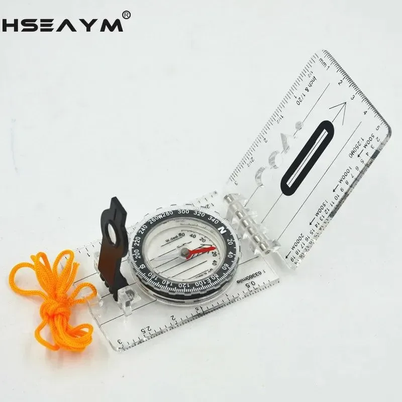 Traditional Drawing Scale Compass Folding Map Ruler - Survival Tool Buckle for Car Camping Hiking Pointing Guide Refined