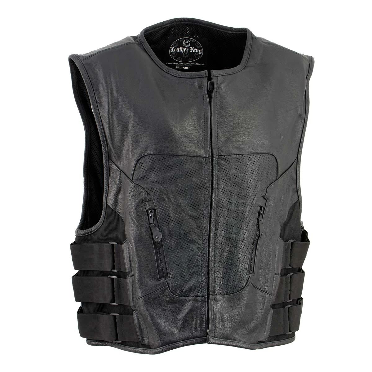 Durable Milwaukee Leather SH1467 Men's Classic Black Leather Vest with Back Padding High-Performance