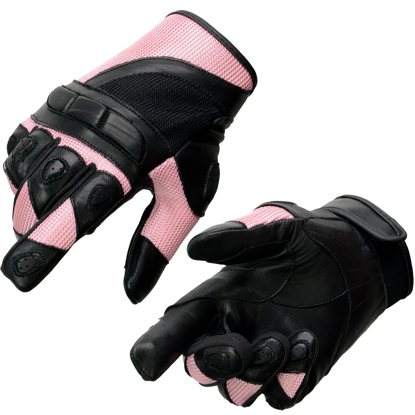 Outstanding Milwaukee Leather SH802 Women's Black and Pink Leather with Mesh Racing Gloves Safe