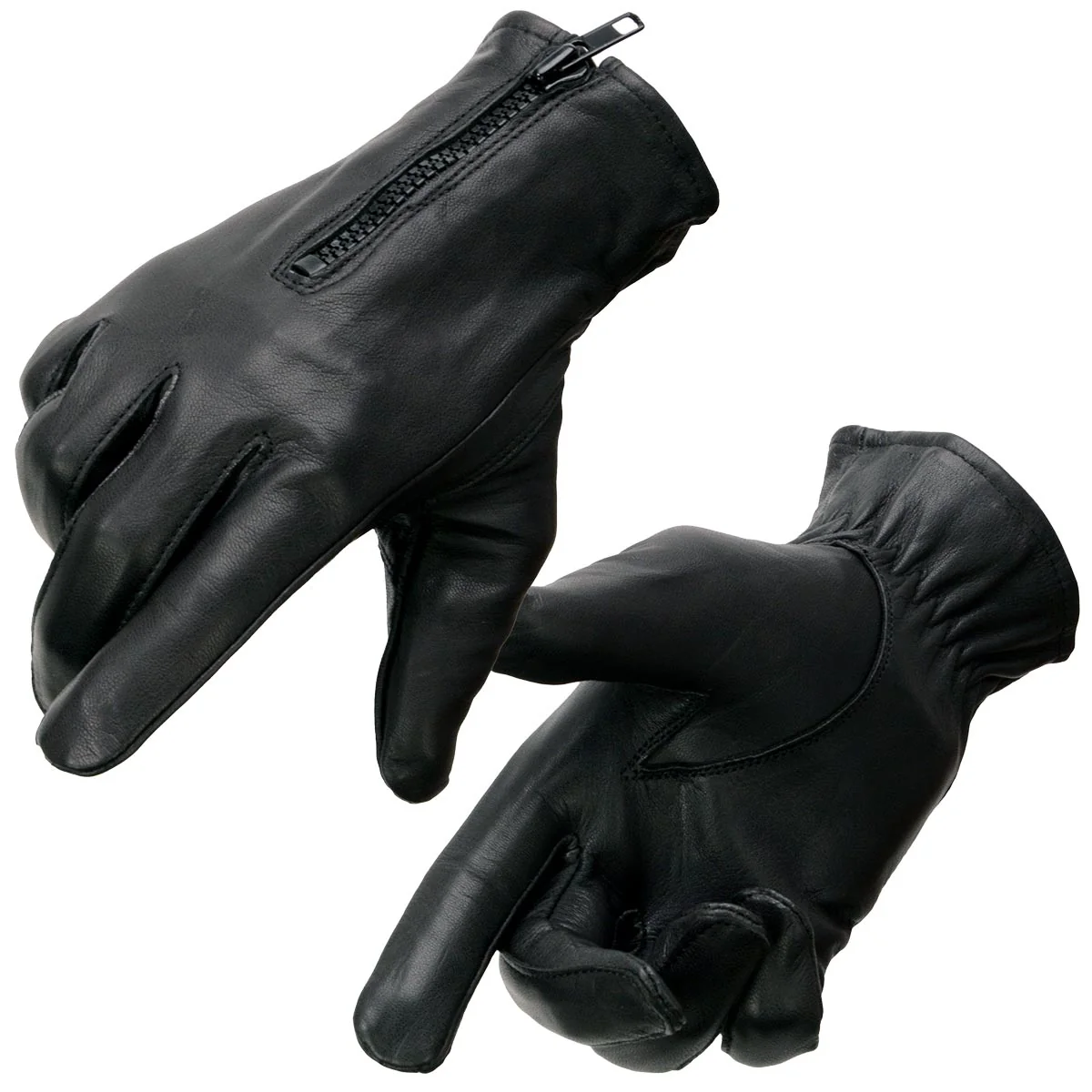 Refined Milwaukee Leather SH226TH Men's Black Thermal Lined Leather Motorcycle Hand Gloves W Wrist Zipper Closure High-Quality