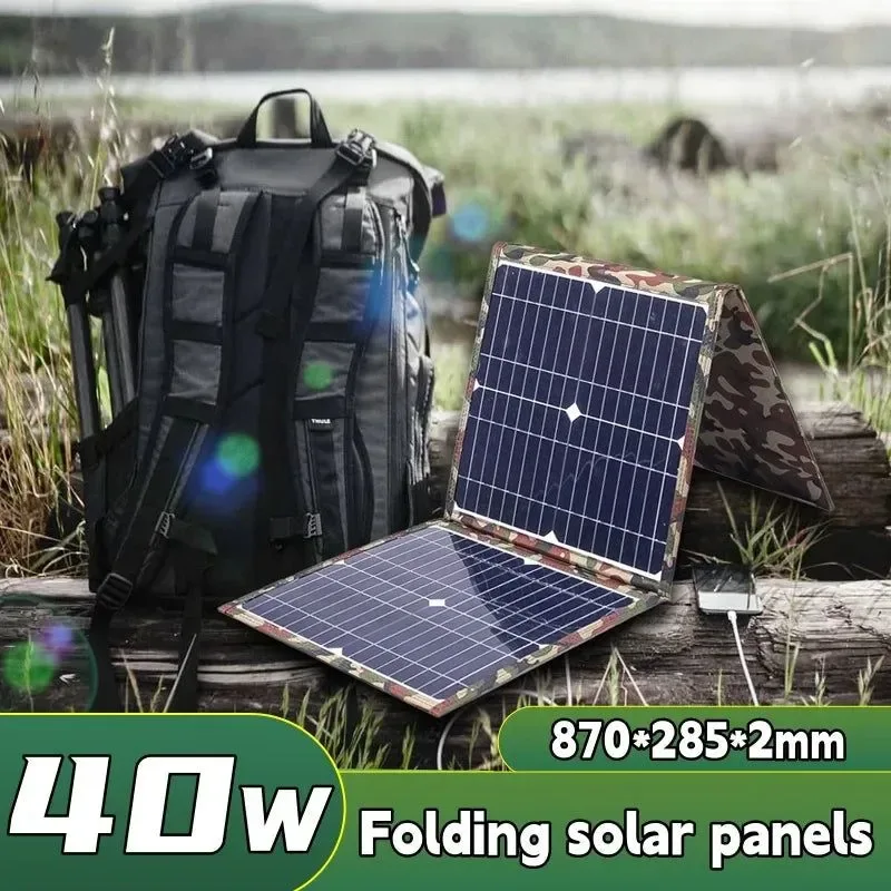 Artisan 40W Foldable Solar Panel Portable Solar Charger 12V Battery Power Station with 5V USB for Mobile Phones Laptops Camping and Hiking Contemporary