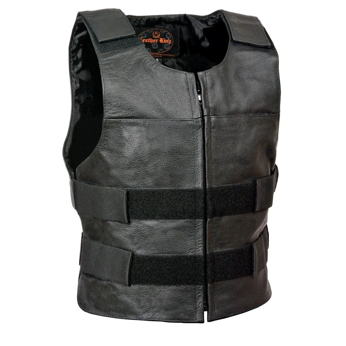 Selected Milwaukee Leather SH1367Z Men's Black Leather Swat Style Rider Vest- Plain Back Panel for Club Patches Prestigious
