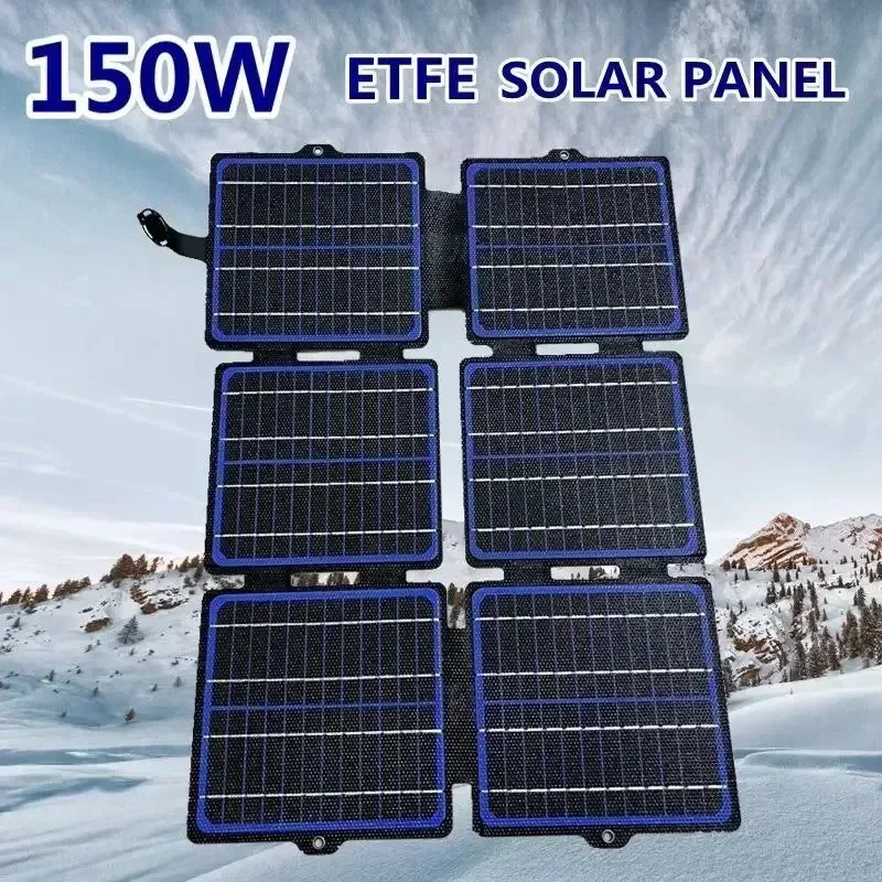 Luxury 150W Foldable Solar Panel ETFE 5V 12V Waterproof Solar Charger Portable Mobile Power USB Type-C DC for Outdoor Camping Hiking Fine