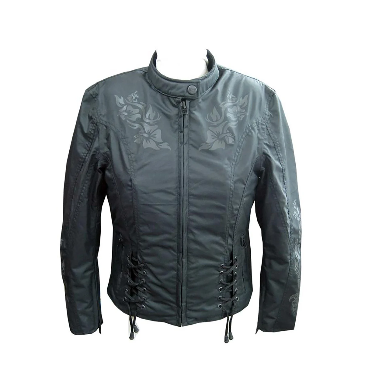 Consistent NexGen SH2368 Women's Black Textile Jacket with Embroidery Artwork First-Class