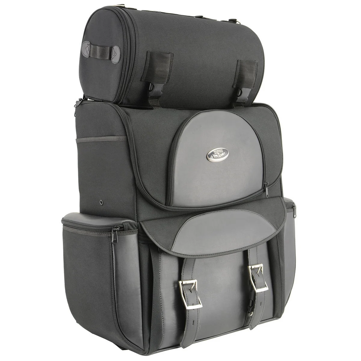 Outstanding Milwaukee Leather SH605 Large Black Textile and PVC 2 Piece Touring Sissy Bar Motorcycle Bag Genuine