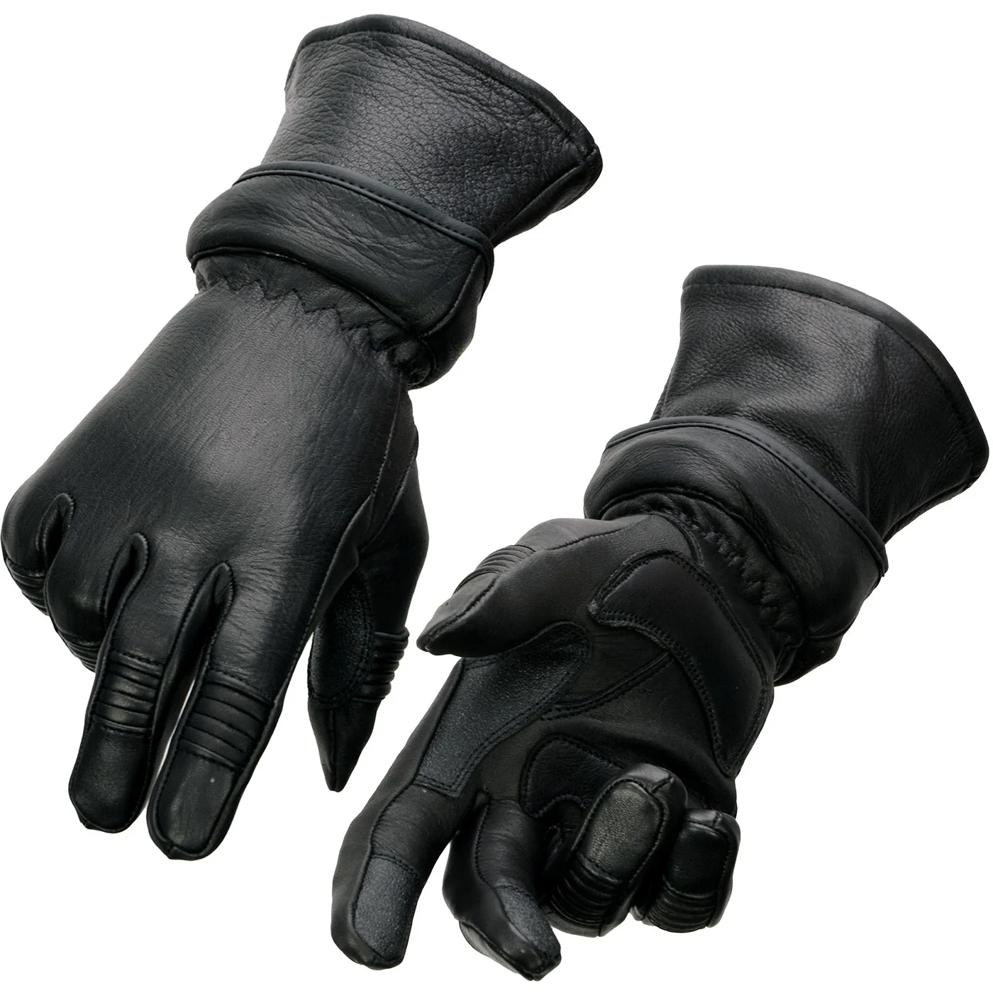 Relaxed Milwaukee Leather SH870 Women's USA Deerskin Black Leather Gauntlet Winter Gloves w Gel Palm Lightweight