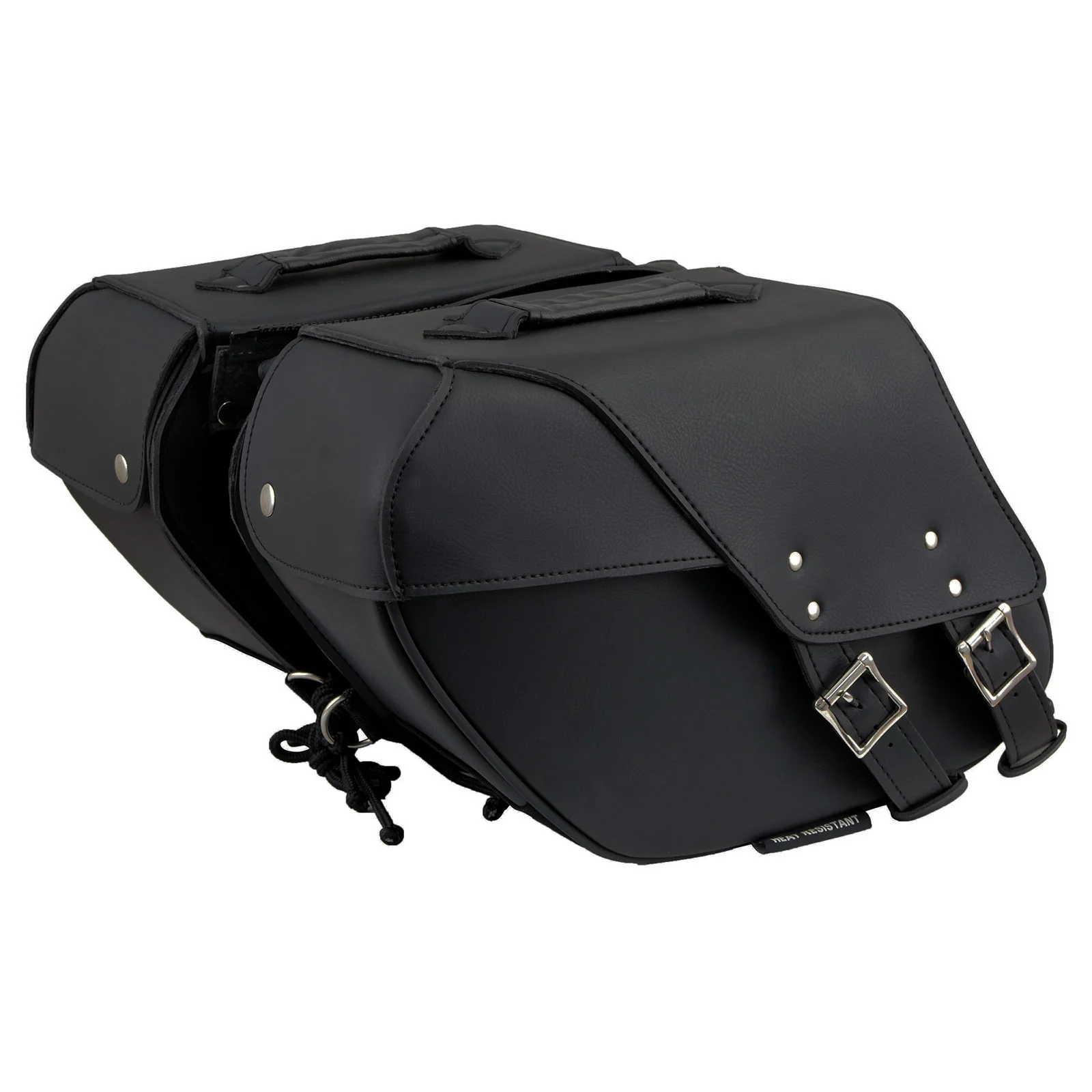 Stylish Milwaukee Leather SH66901ZB Medium Size Black PVC 2-Strap Throw Over Saddlebags w Reflective Piping Modern