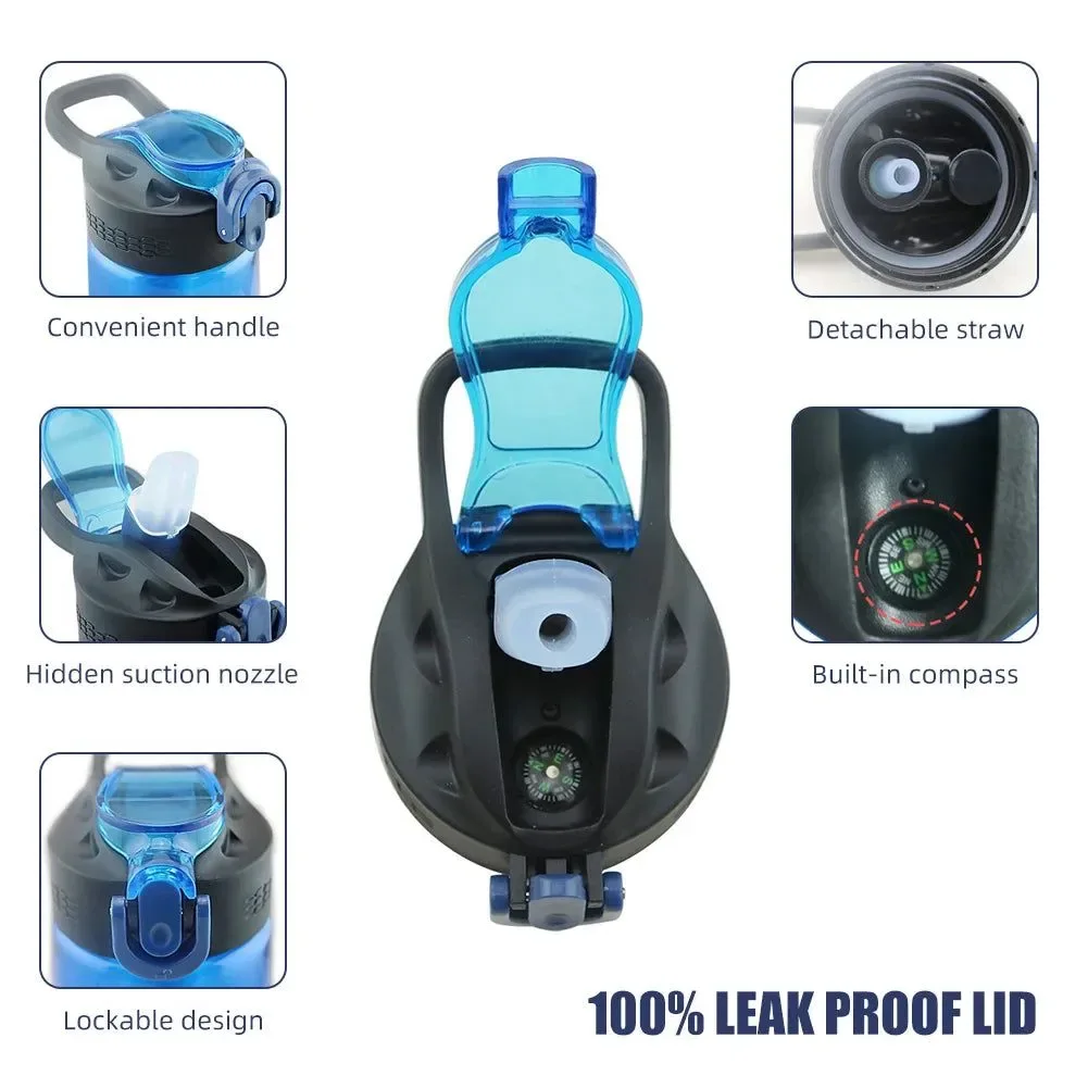 Innovative Tritan Water Bottle with Built-In Filter Lockable Lid – BPA- 650ml Filtration Bottle for Travel Hiking Camping Sustainable