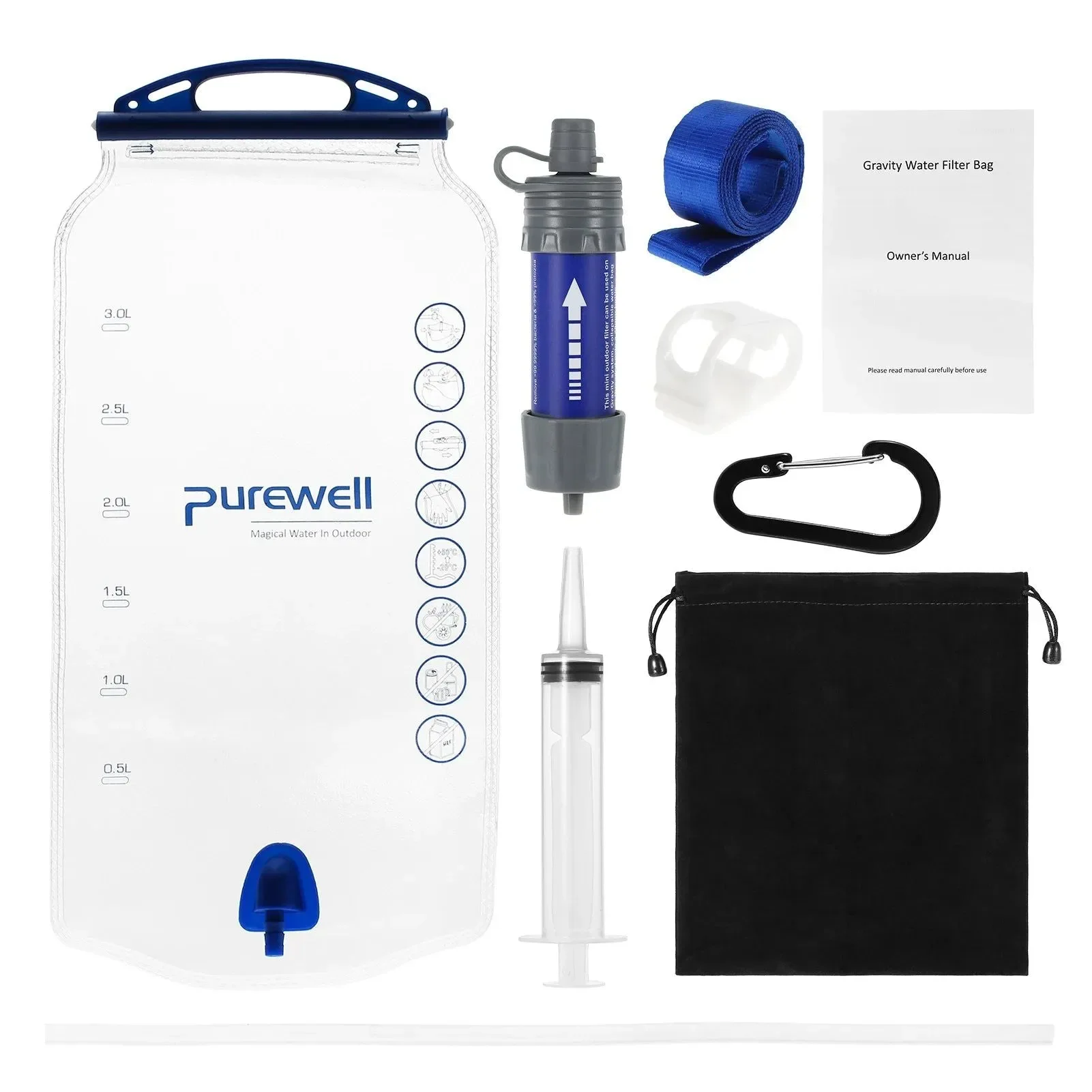 Excellent Portable Water Filter Straw with Gravity Water Bag - I for Camping Hiking Backpacking and Emergency Use Innovative