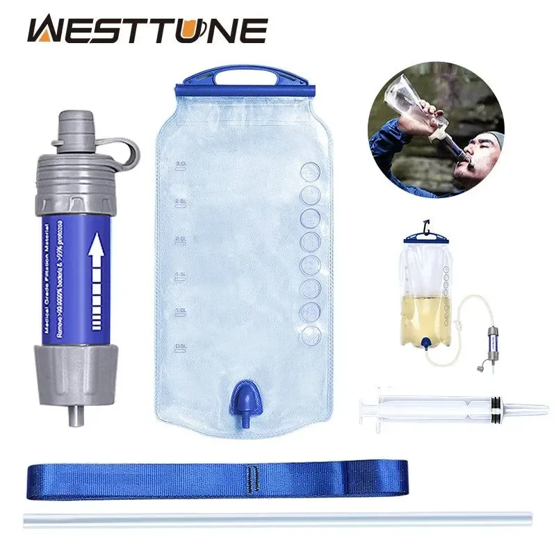 Classic Outdoor Water Purification Filter Straw – 0.1 Micron 1500L Capacity with Side Back Flush for Camping Emergency Survival Excellent