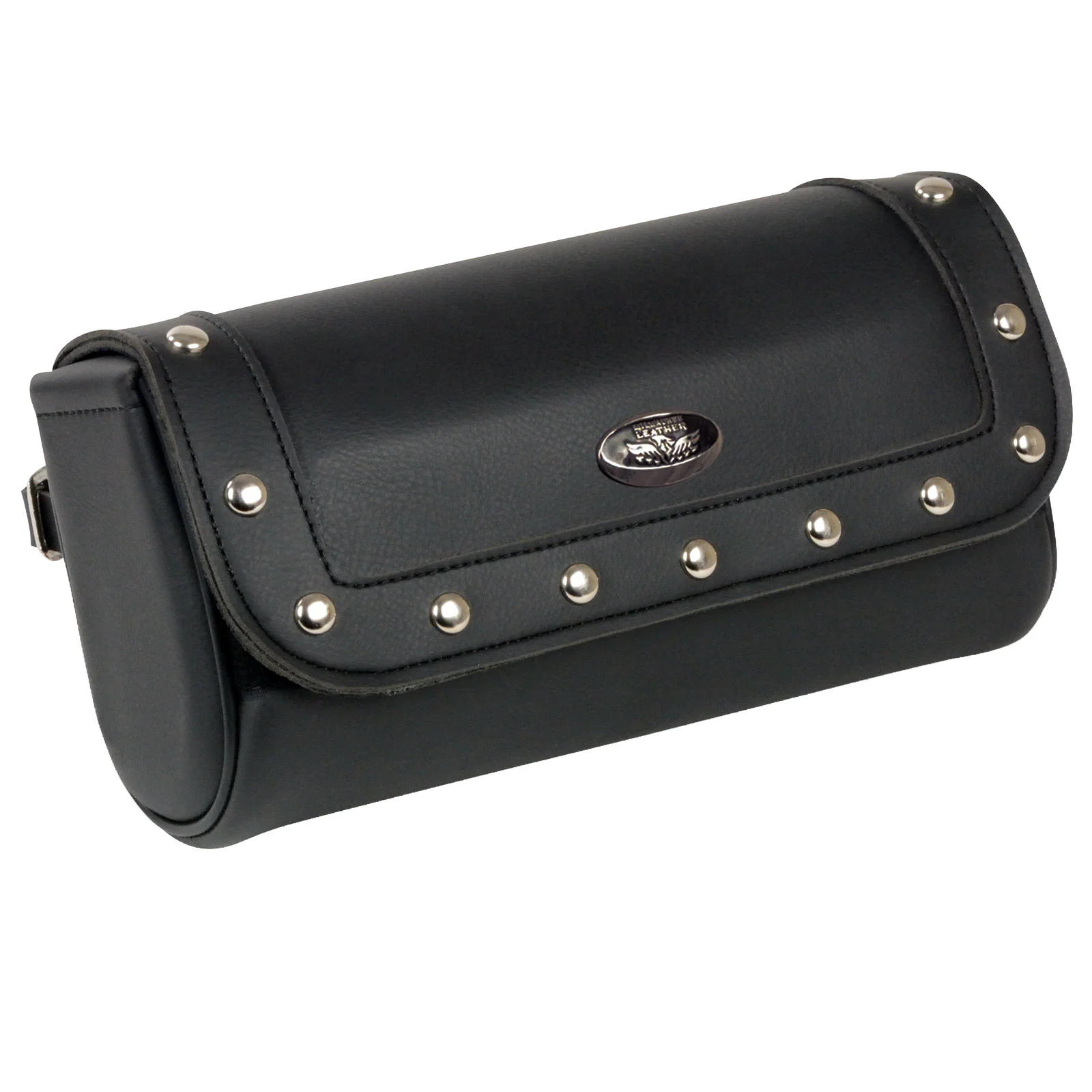 Responsible Milwaukee Leather SH614 Black PVC Large Riveted Motorcycle Tool Bag Official