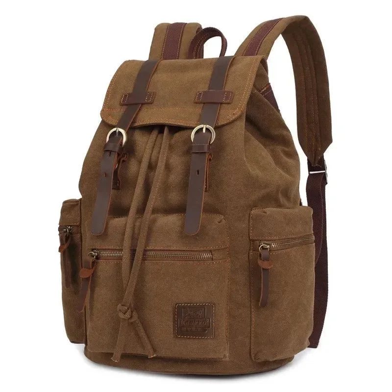 Unique Vintage Canvas Backpack for Men and Women - Travel Hiking and Camping Bag with Multiple Compartments Organic