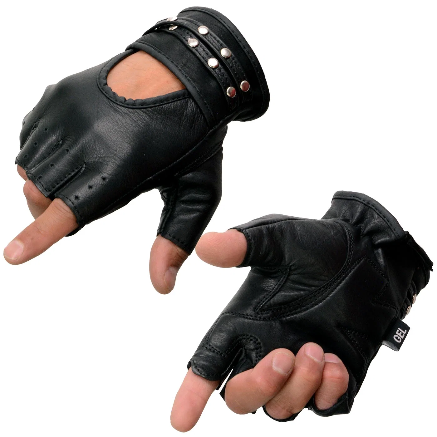 Versatile Milwaukee Leather SH461 Women's Black Leather Gel Palm Fingerless Motorcycle Hand Gloves Artisan