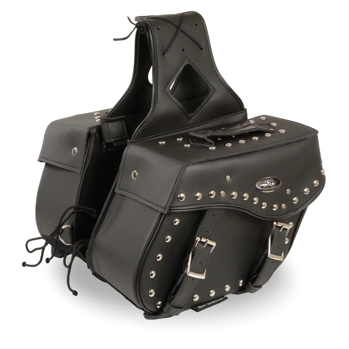 High-Grade Milwaukee Leather SH55301ZB Black Medium Zip-Off PVC Studded Throw Over Saddlebags Pure