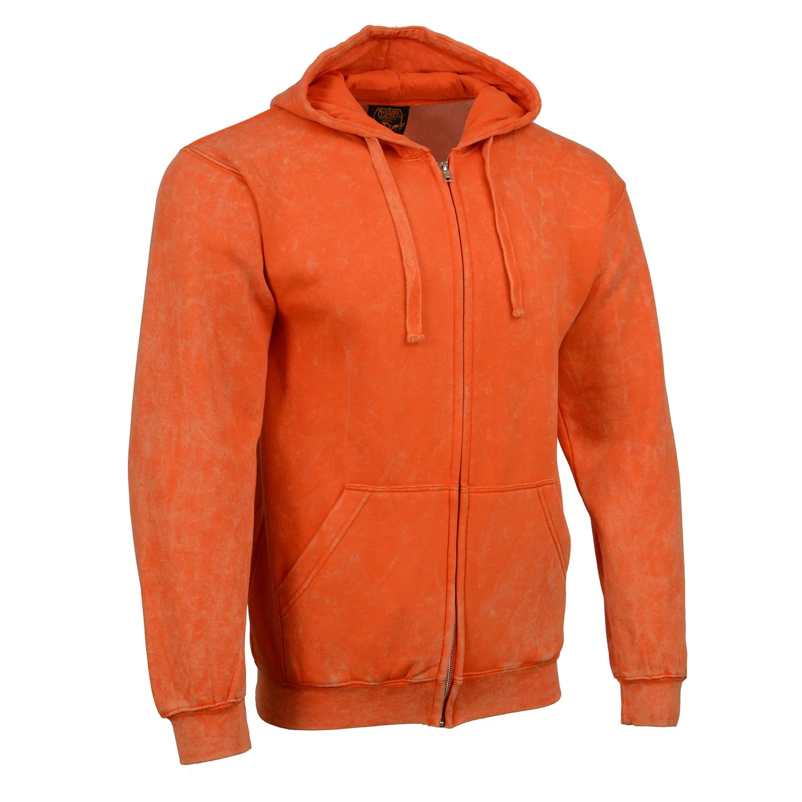 Sustainable Milwaukee Leather MNG11687 Men's Orange High-Visibility Zipper Front Premium Cotton Hoodie High-Performance