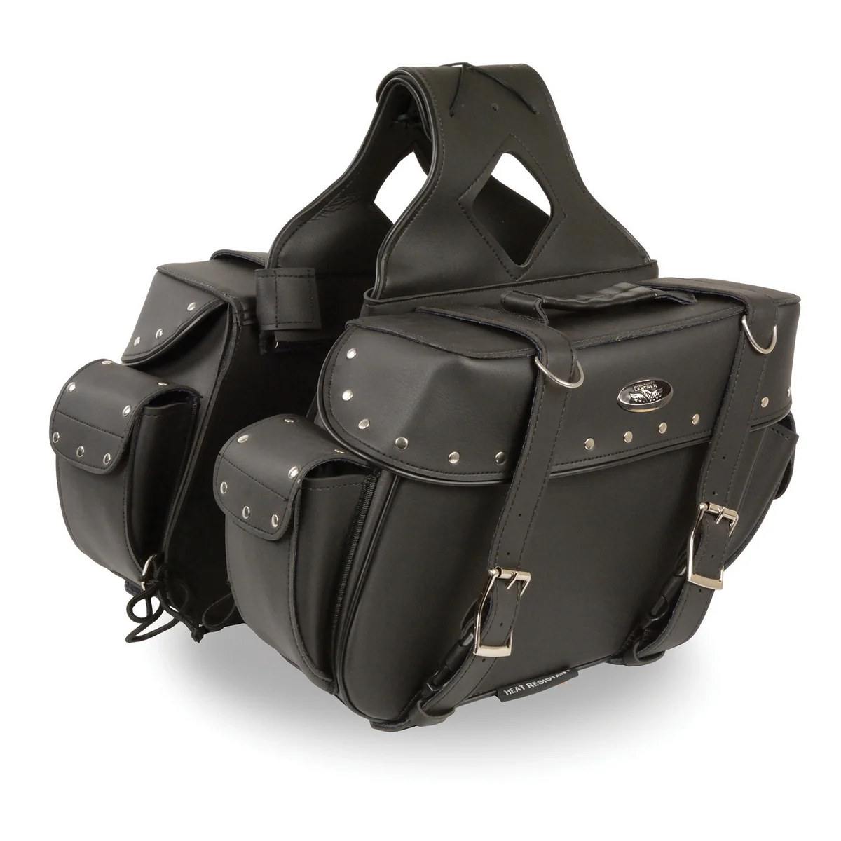Sustainable Milwaukee Leather SH57402ZB Black Medium Zip-Off PVC Throw Over Riveted Motorcycle Saddlebags Advanced