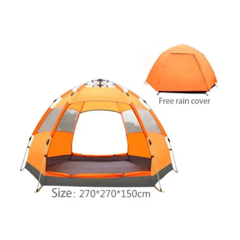 Outstanding Automatic Hexagonal Camping Tent for 4 People - Ultralight Waterproof Quick Setup I for Family and Outdoor Sports Events Pure