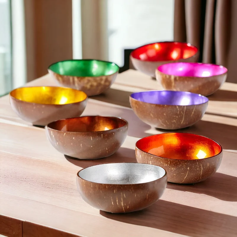 Secure Gold Trimmed Coconut Bowl Eco-Friendly