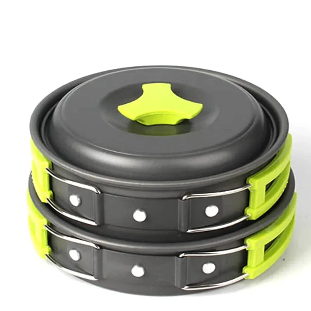 High-Grade 6-Piece Portable Cookware Set - 2-3 Persons Camping Pot Bowl and Spoon for Outdoor Hiking and Backpacking World-Class