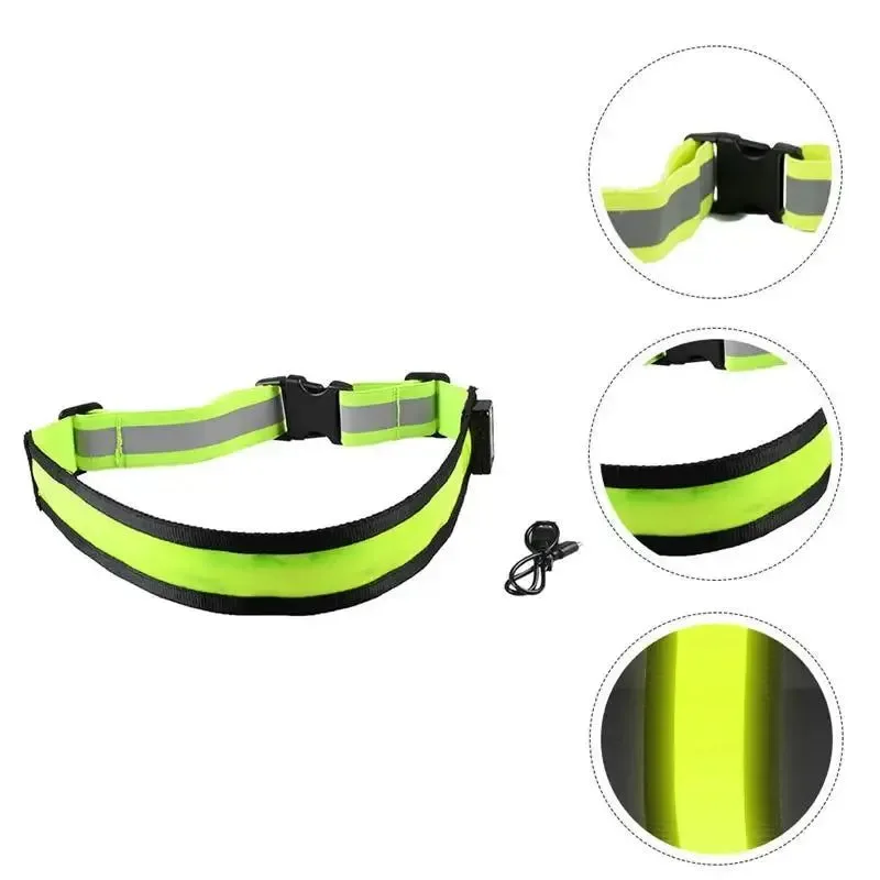 Verified LED Reflective Safety Belt - Adjustable Rechargeable Reflective Belt for Night Running Walking and Biking Green Original Design