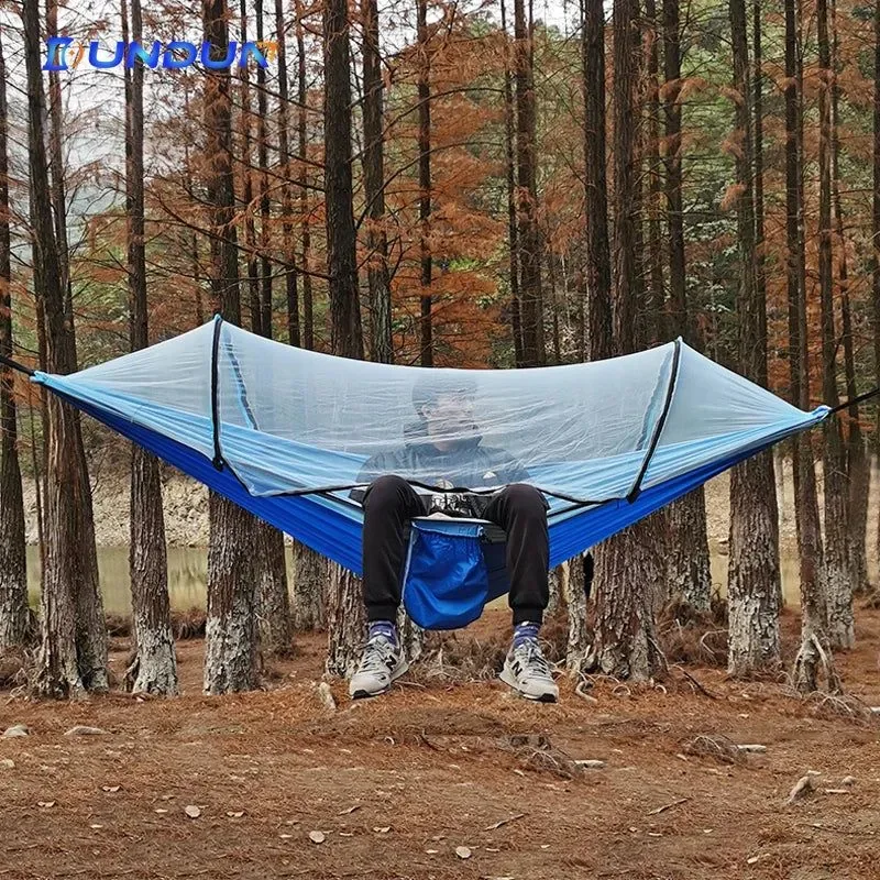 Premium Material Automatic Quick-Opening Mosquito Net Hammock - Anti-Rollover Nylon Rocking Chair for Outdoor Camping 260x140cm Recyclable