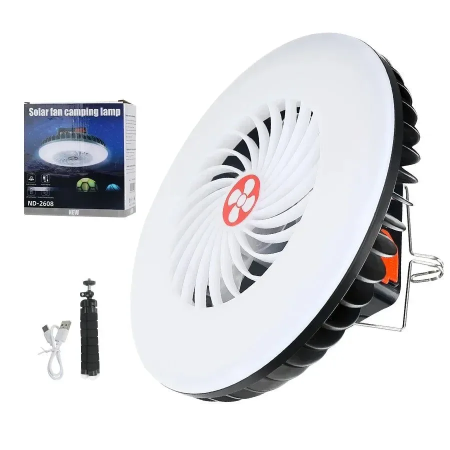Natural Multifunctional Camping Tool - TYPE-C Solar Powered Charging LED Camping Light Fan Next-Generation