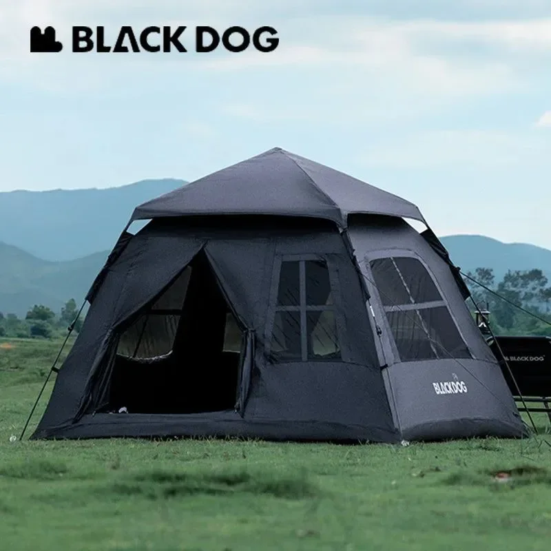 Eco-Friendly BLACKDOG Automatic Tent – Black Coating 2 Doors 4 Windows 3-4 Person Waterproof Quick-Open Original Design