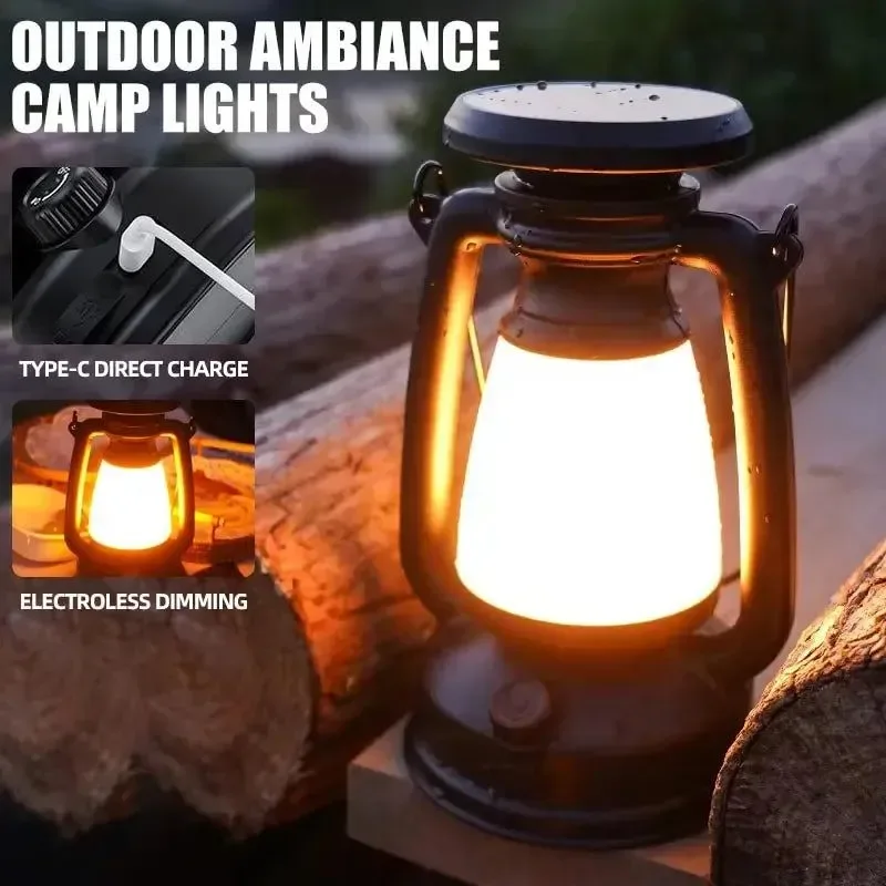 Premium Retro Horse Light LED Desk Lamp - Rechargeable Portable Lantern for Outdoor Camping Bar and Home Decor Premium Material