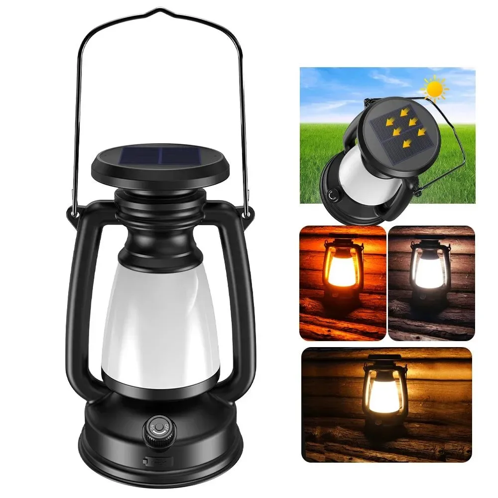 Exclusive USB Rechargeable Camping Light - Portable Lanterns with Solar Charging and Stepless Dimming Efficient