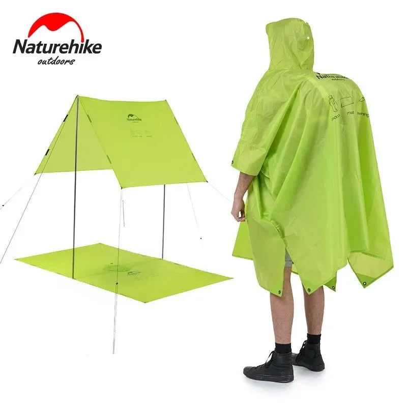 Easy-to-Use Outdoor Raincoat Windbreaker 3-in-1 Multifunction Camping Hiking Waterproof Poncho Nylon Travel Awning Mat Original