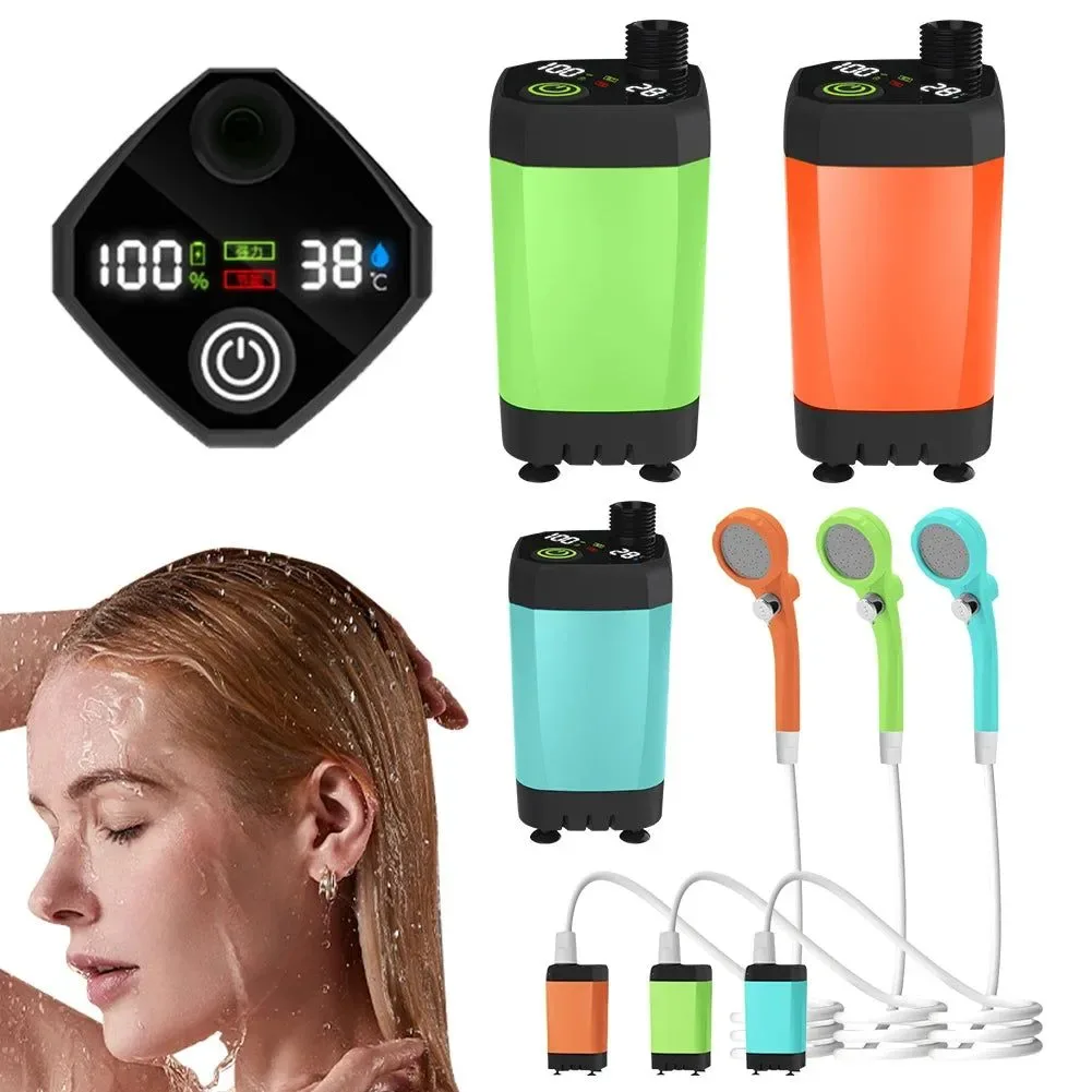 Luxury Portable Shower with Digital Display - 6000mAh Rechargeable Battery Powered Camping Shower for Hiking Traveling and Outdoor Adventures Comfortable