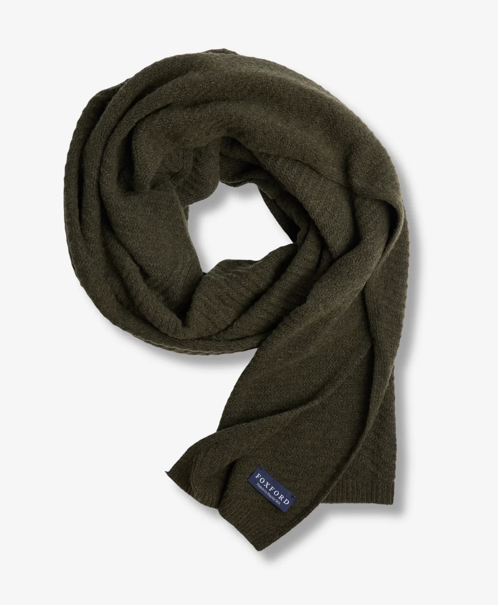 Recyclable Foxford Green Knitted Lambswool Scarf Superior