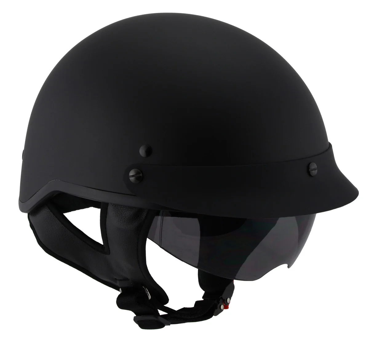 Classic Milwaukee Performance Helmets MPH9720DOT DOT Momentum Matte Black Half Motorcycle Helmet w Drop Down Visor Lightweight