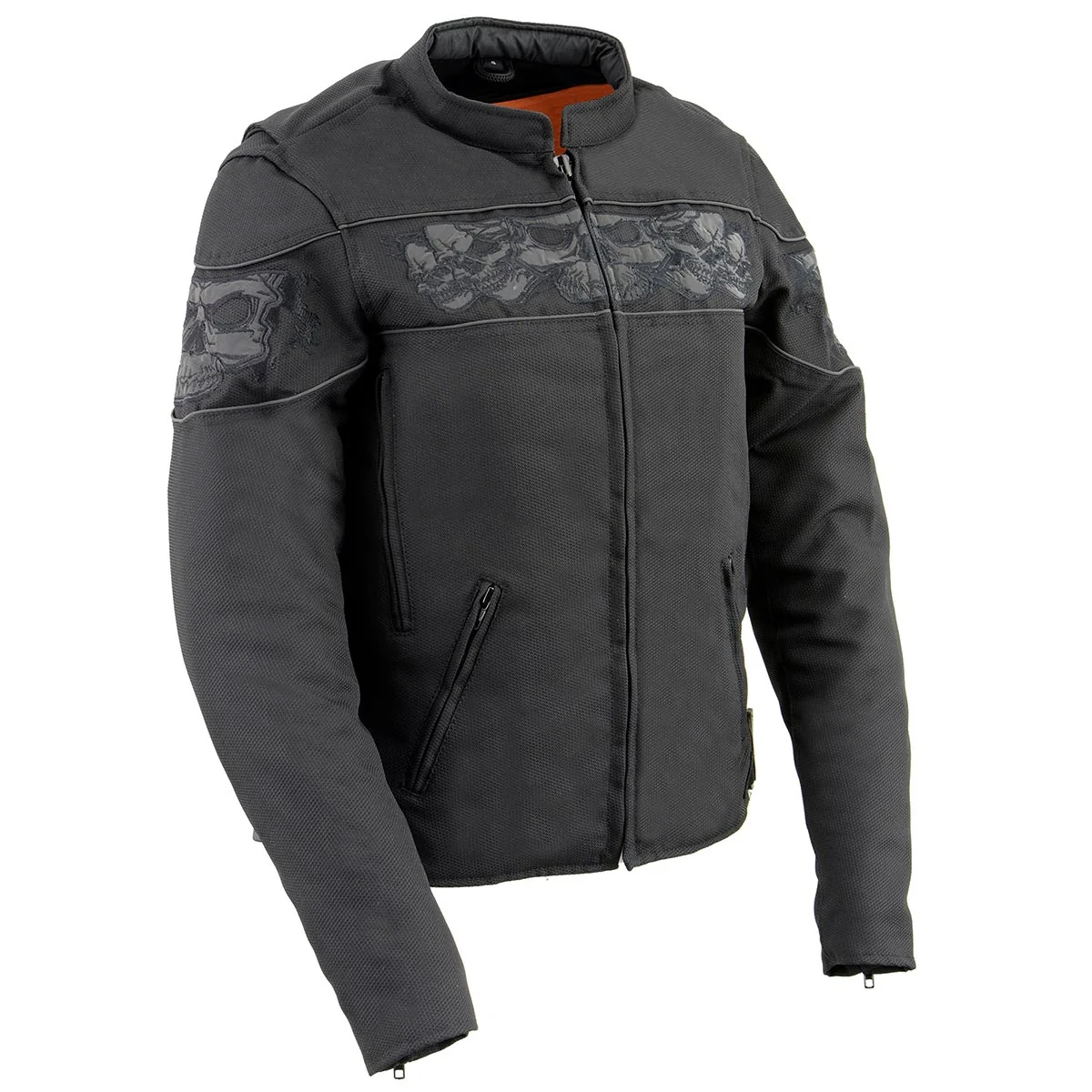 Smooth Milwaukee Leather MPL2730 Women's Black Crossover Textile Scooter Jacket with Reflective Skulls Exclusive