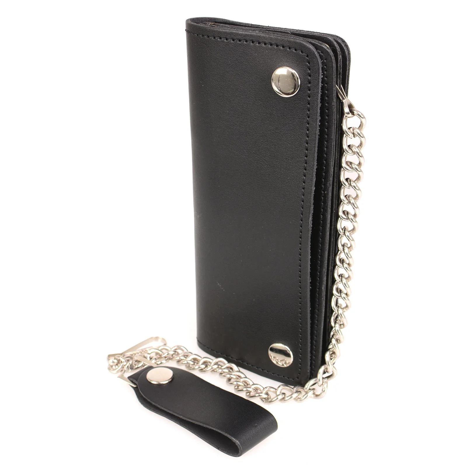 Smooth Milwaukee Leather MLW7812 Men's 8 Leather Long Bi-Fold Biker Wallet w Anti-Theft Stainless Steel Chain Professional