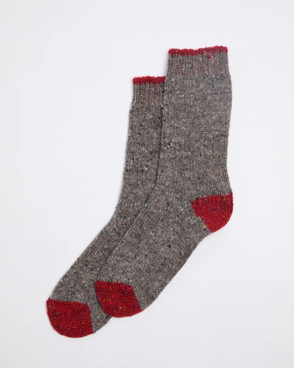 Quality Foxford Men's Walking Socks Grey Red Top-Quality
