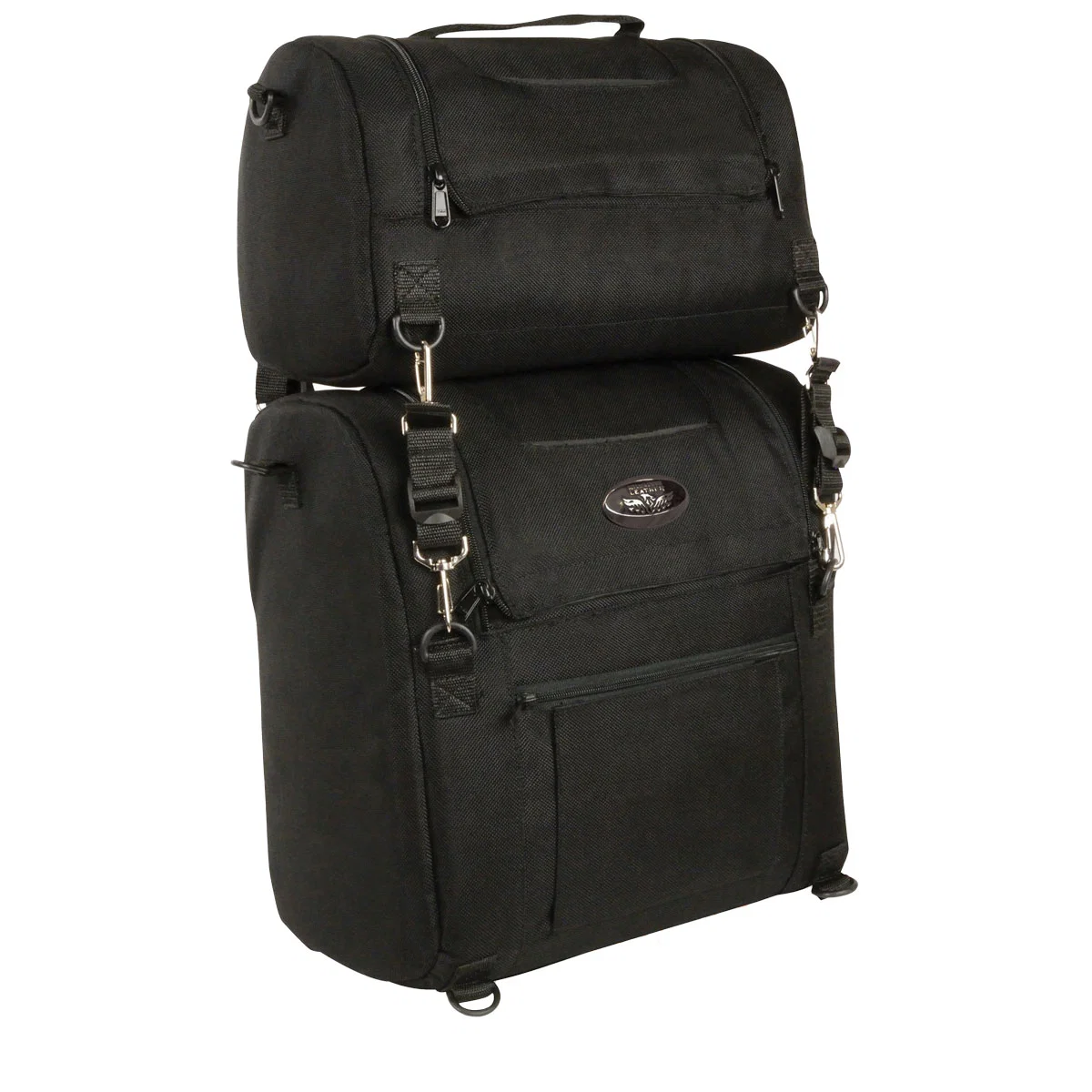 Eco-Friendly Milwaukee Leather MP8120 Large Black Textile Motorcycle 2-Piece Combo Sissy Bar Bag Set Effective