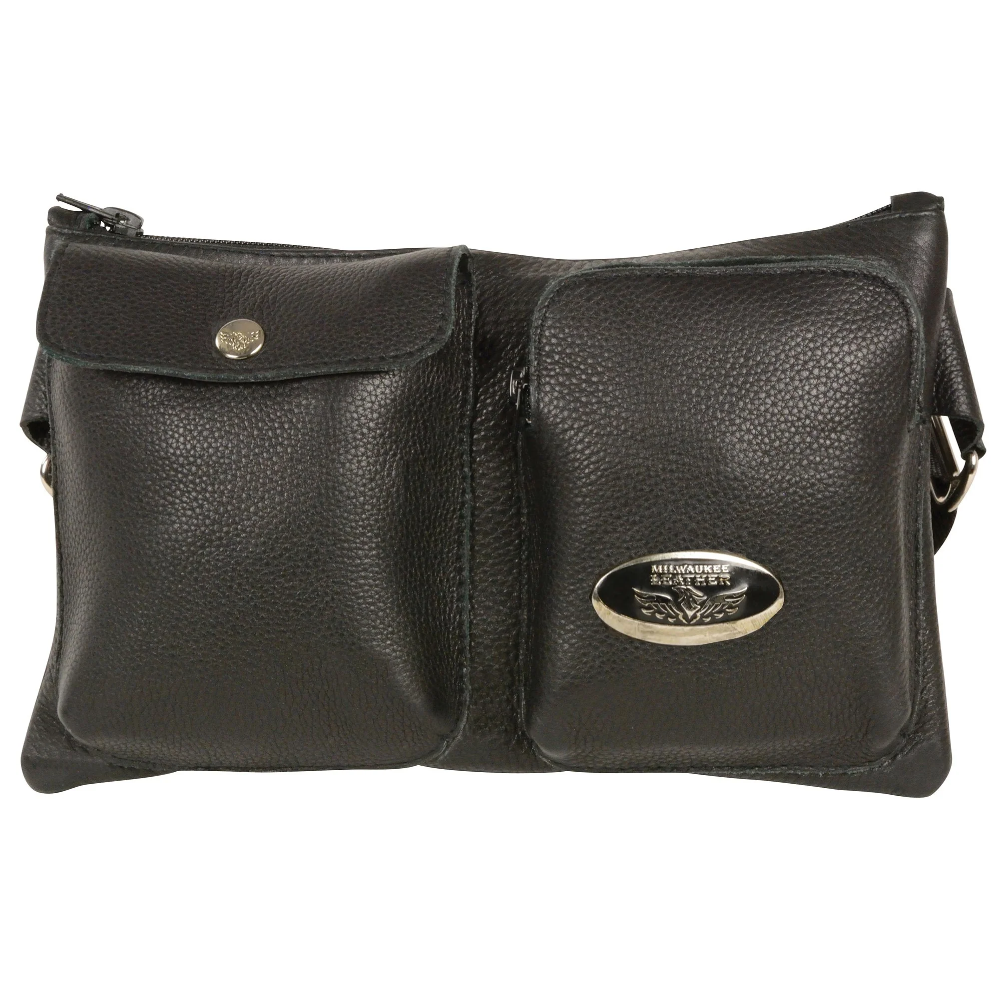 Smart Milwaukee Leather MP8825 Women's Black Leather Belt Bag Fine