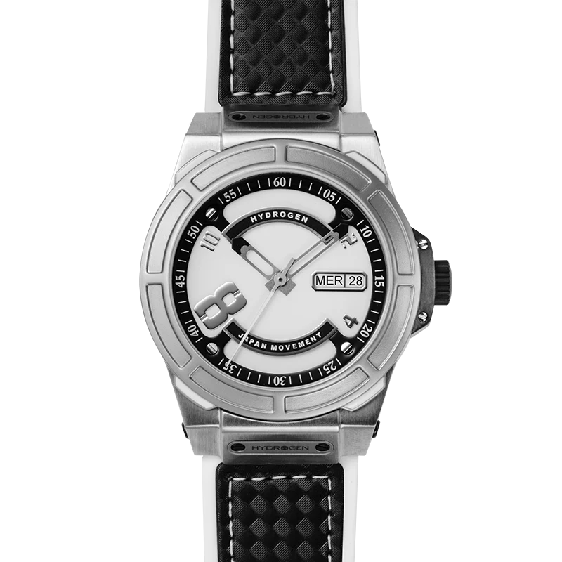 Sustainable Hydrogen Japan Movement Silver Watch with Black Strap – Stylish Precision Timepiece Lightweight