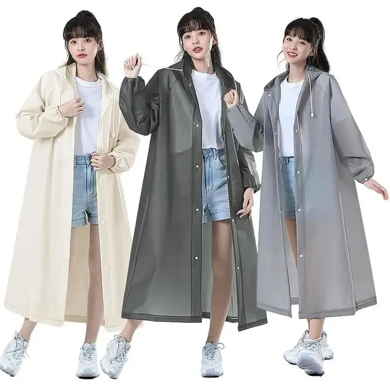 Authentic Adult Long EVA Rain Poncho – Waterproof Hooded Raincoat for Men Women Camping Travel 3 Styles Versatile