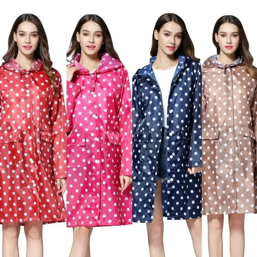 Prestigious Cute Dots Waterproof Raincoat for Women - Lightweight Poncho for Hiking and Outdoor Activities Trusted