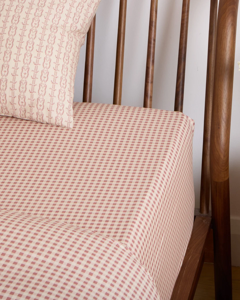 User-Friendly Foxford Poppy Red Gingham Fitted Sheet Eco-Friendly