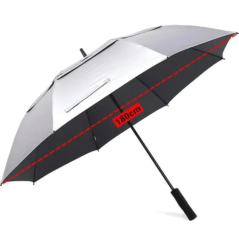 Proven Extra Large Titanium Silver Umbrella – Double Layer UV Sun Protection Parasol for Beach Golf Outdoor Outstanding