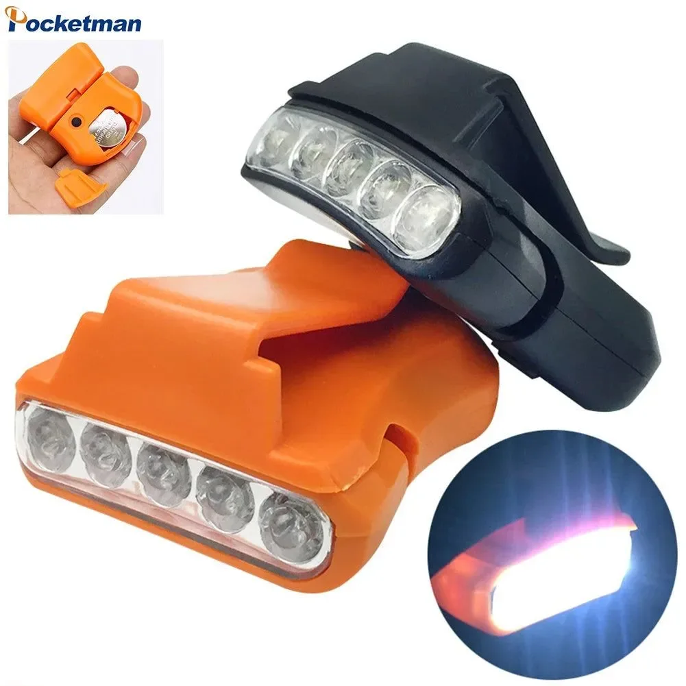 Refined Mini 5LED Hat Clip Lamp – Waterproof 90° Adjustable Headlamp for Outdoor Camping and Fishing Flexible