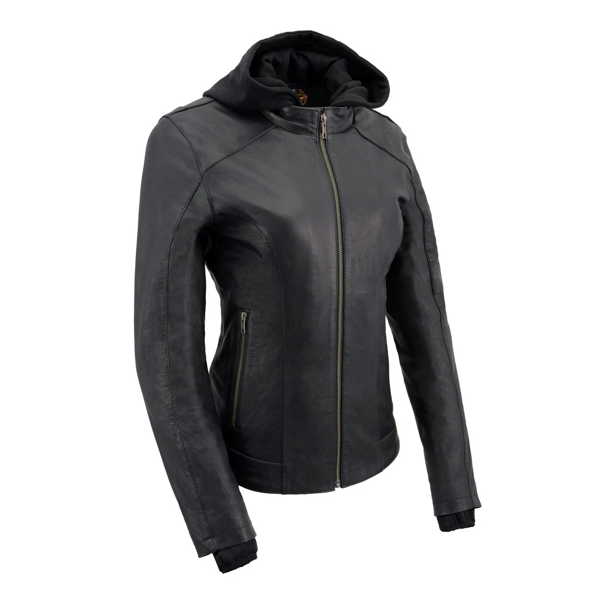 Proven Milwaukee Leather MLL2545 Women's Lightweight Black Leather Jacket with Removable Hoodie Advanced