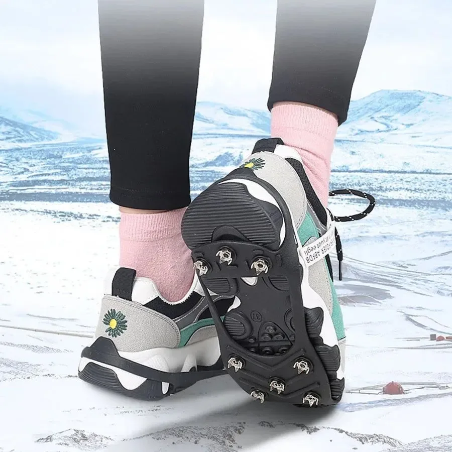 Certified 8-Teeth Ice Gripper Spikes - Anti-Slip Crampons for Winter Hiking Mountain Climbing and Snow Walking Smooth