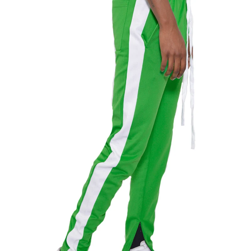 Crafted Men's Green Jogger Pants with Side Stripe for Comfort and Style Stylish