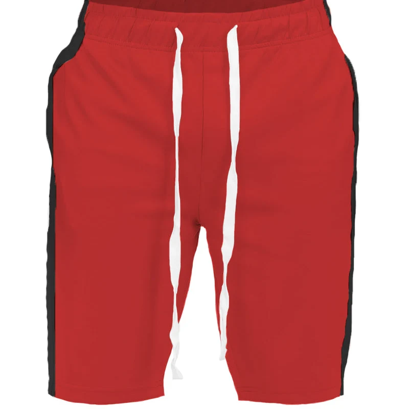 Secure Red Athletic Shorts with Black Stripes for Comfort and Style Soft