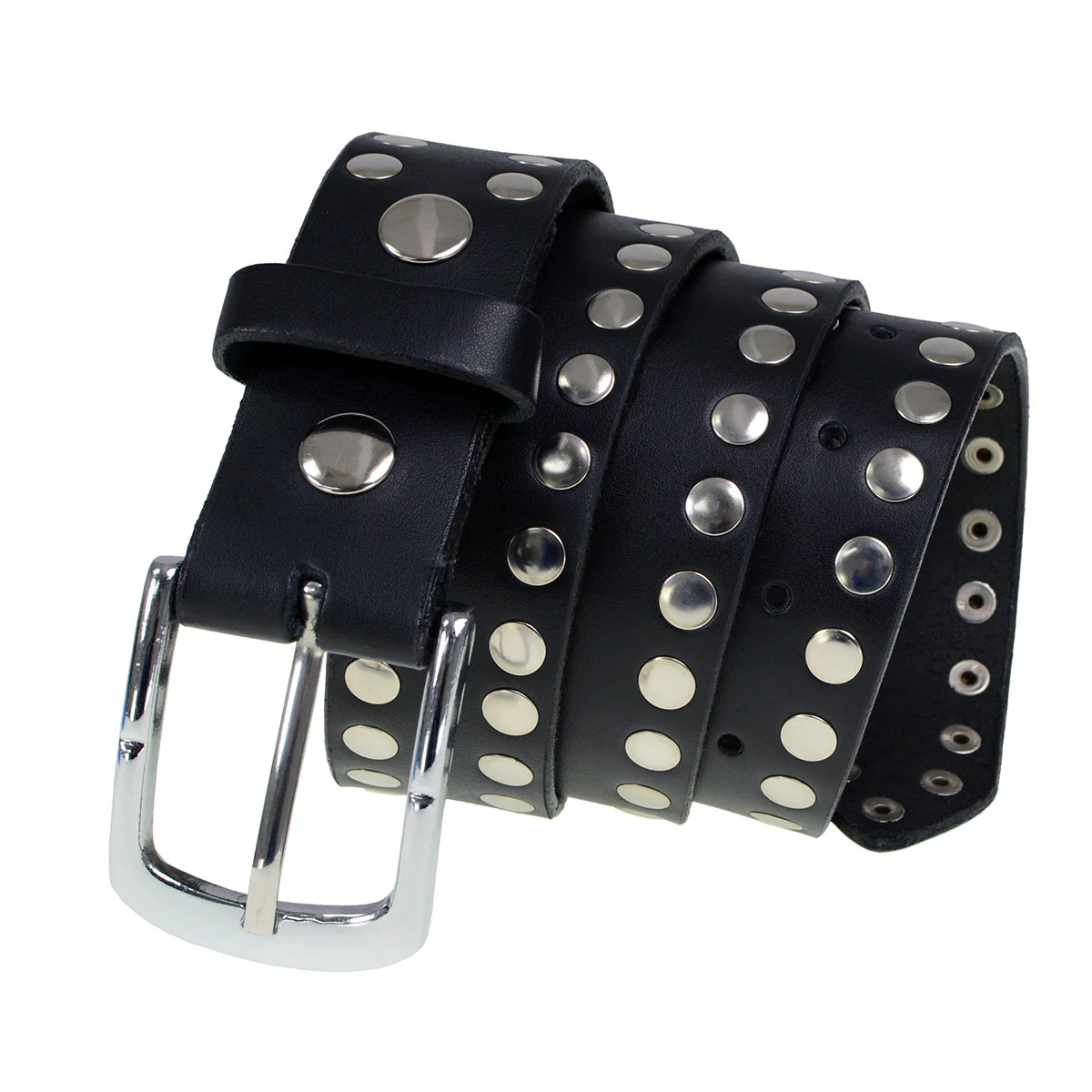 Smooth Milwaukee Leather MP7100 Men's Studded Black Leather Belt for Biker with Buckle - 1.5 inches Wide Original