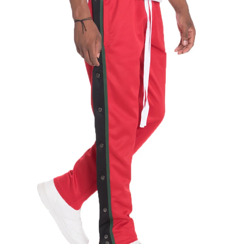 Exceptional Stylish Men's Red Jogger Pants with Green and Black Stripes for Comfort Fine Crafted